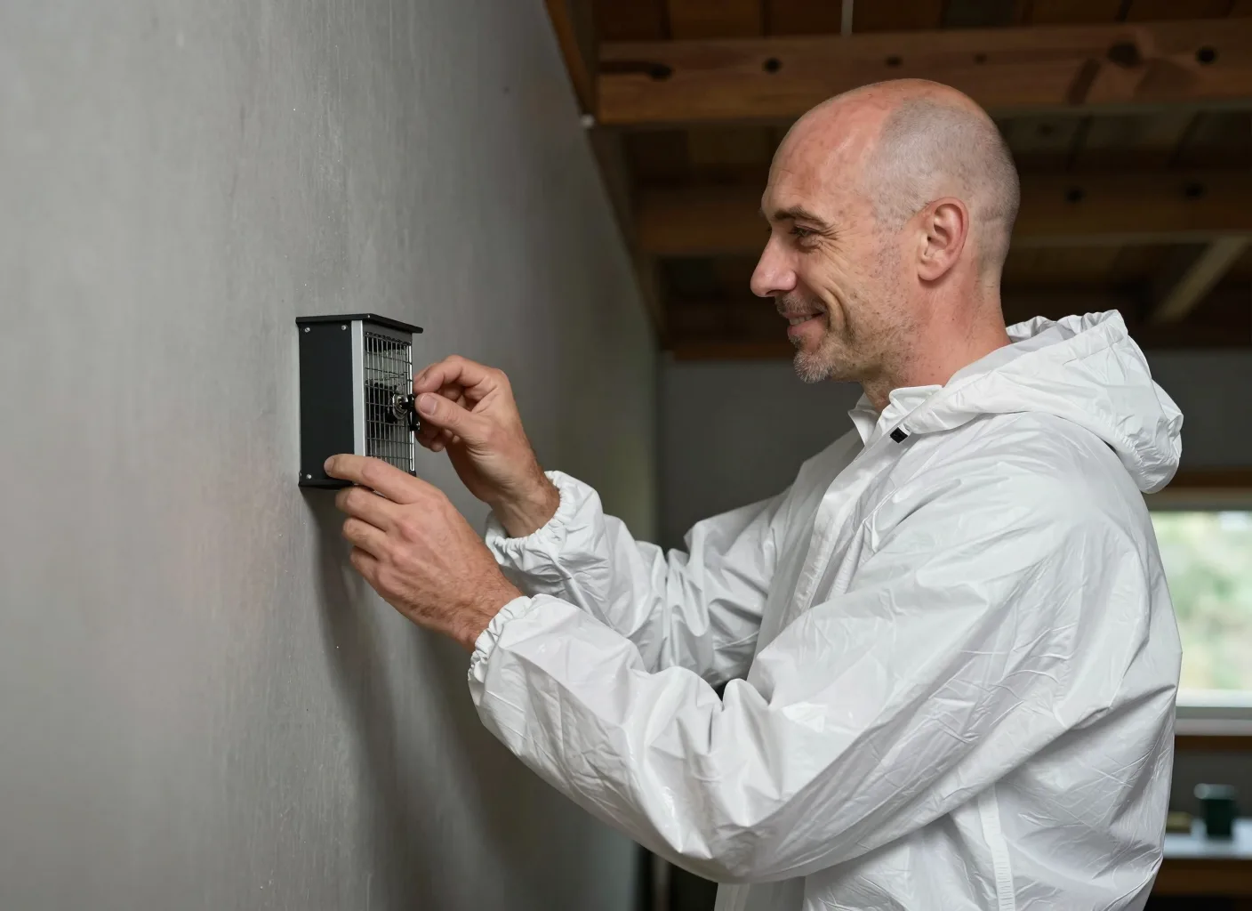 Monitoringfalle wird an der Wand angebracht
